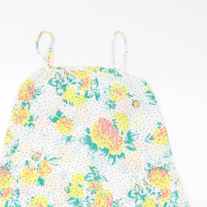 Boohoo Womens White Floral Polyester Trapeze & Swing Size 12 Square Neck Pullover - Polka Dot