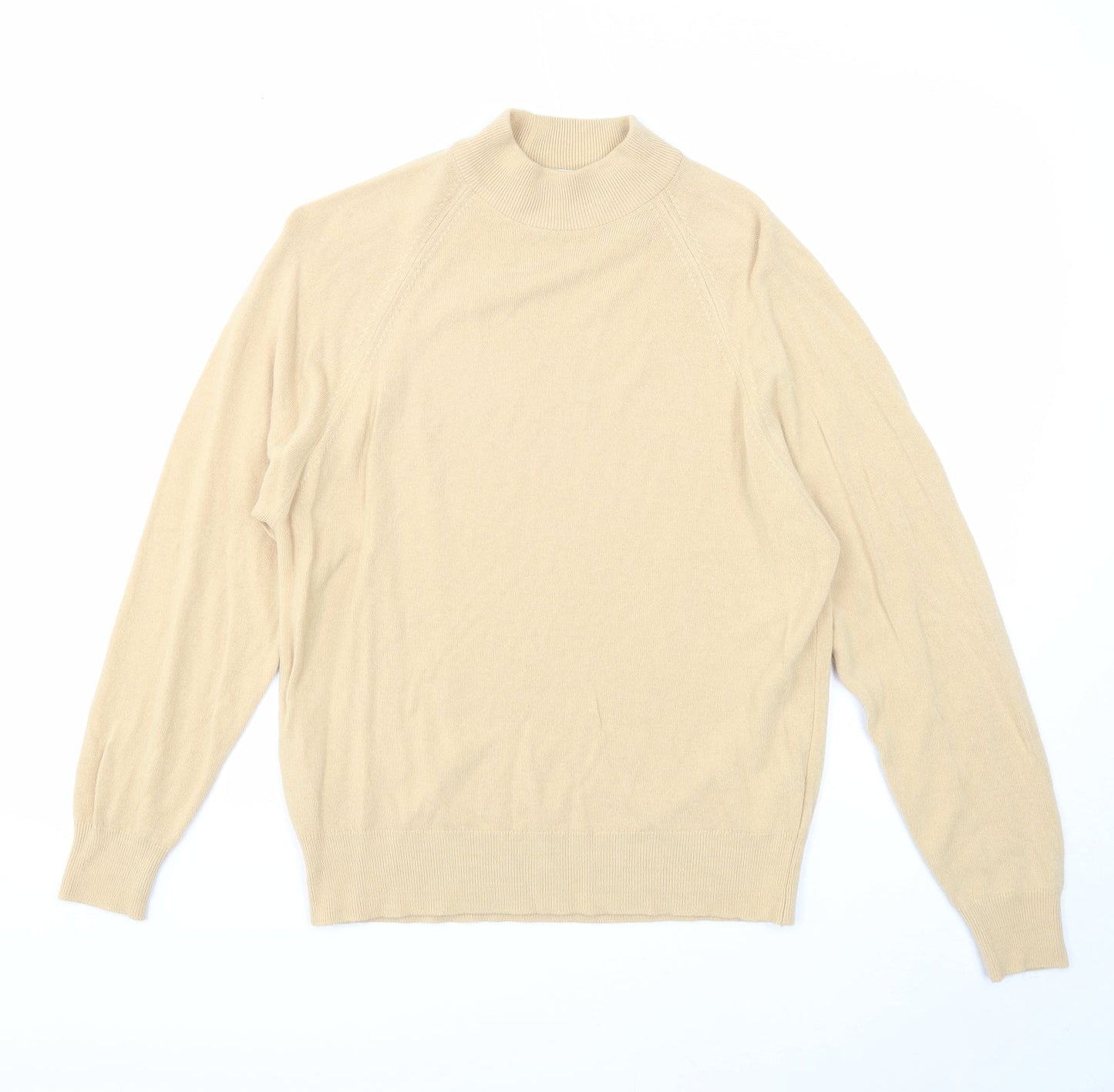 George Womens Beige Mock Neck Acrylic Pullover Jumper Size 12
