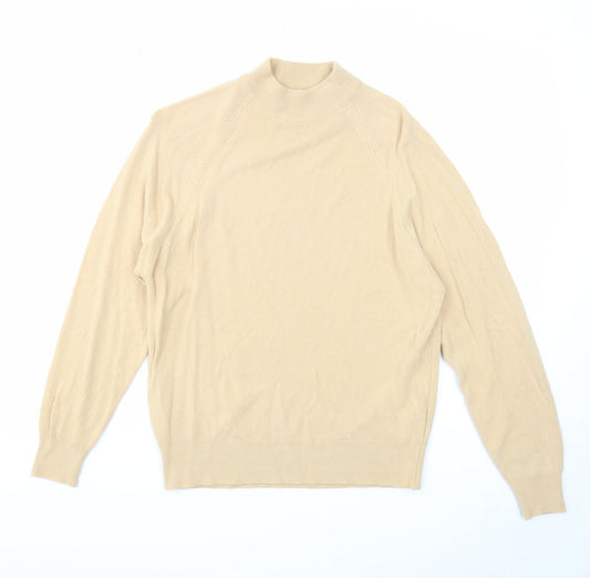 George Womens Beige Mock Neck Acrylic Pullover Jumper Size 12