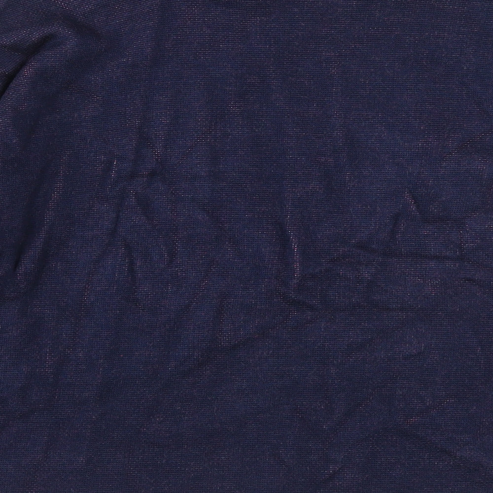 TU Womens Blue Mock Neck Striped Acrylic Pullover Jumper Size 12