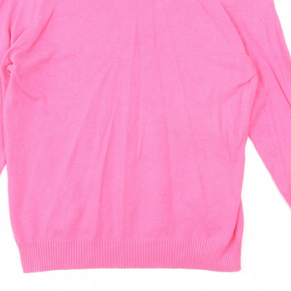 Sutherland Womens Pink V-Neck Acrylic Pullover Jumper Size S