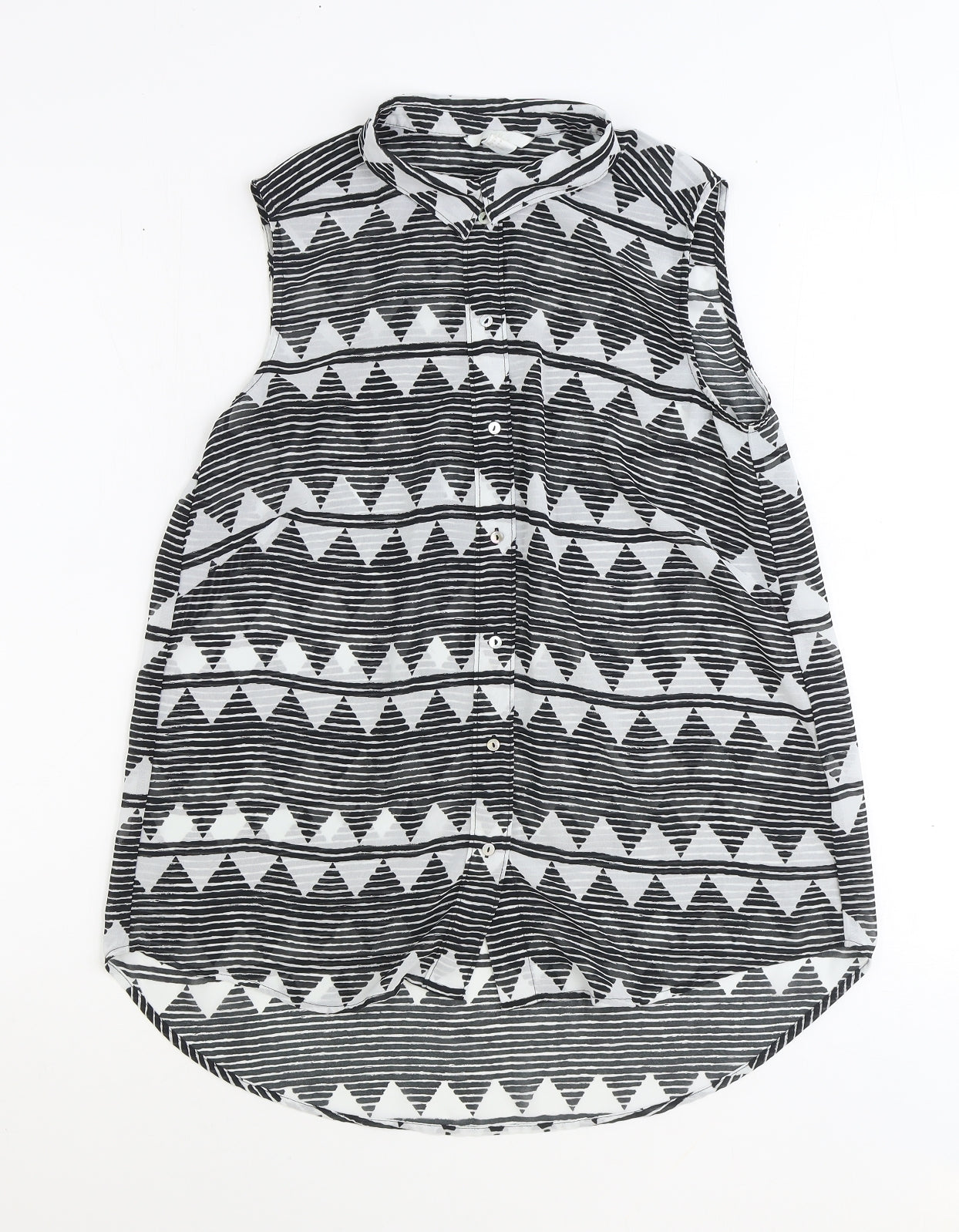 Womens UK Size 12 H&M Black Basic Button-Up