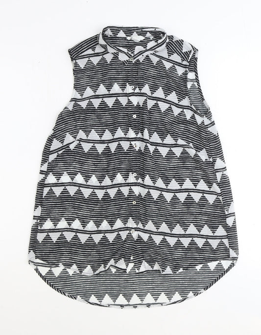 Womens UK Size 12 H&M Black Basic Button-Up
