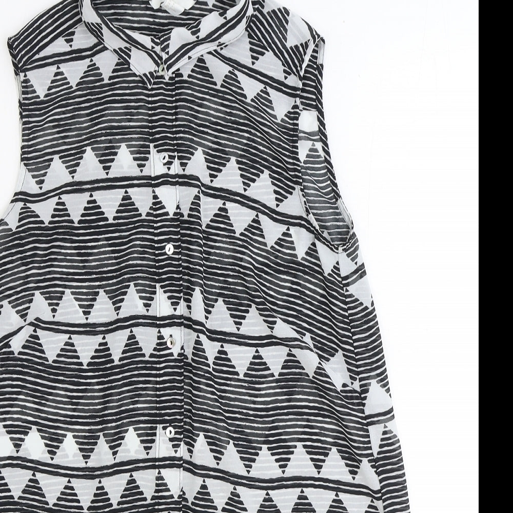 Womens UK Size 12 H&M Black Basic Button-Up