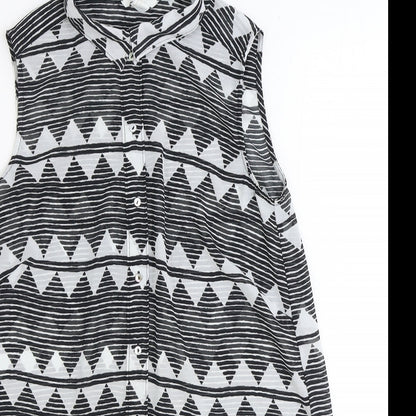 Womens UK Size 12 H&M Black Basic Button-Up