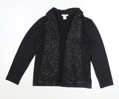 Daxon Womens Black V-Neck Polyester Cardigan Jumper Size 14