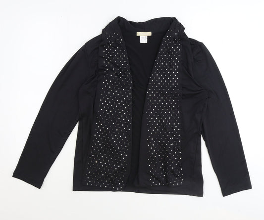 Daxon Womens Black V-Neck Polyester Cardigan Jumper Size 14