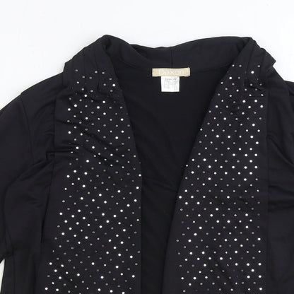 Daxon Womens Black V-Neck Polyester Cardigan Jumper Size 14