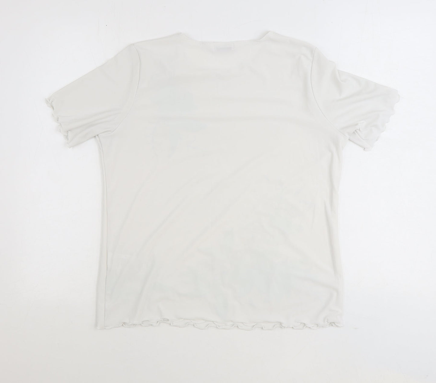 Damart Womens White Polyester Basic T-Shirt Size 14 Round Neck - Flower