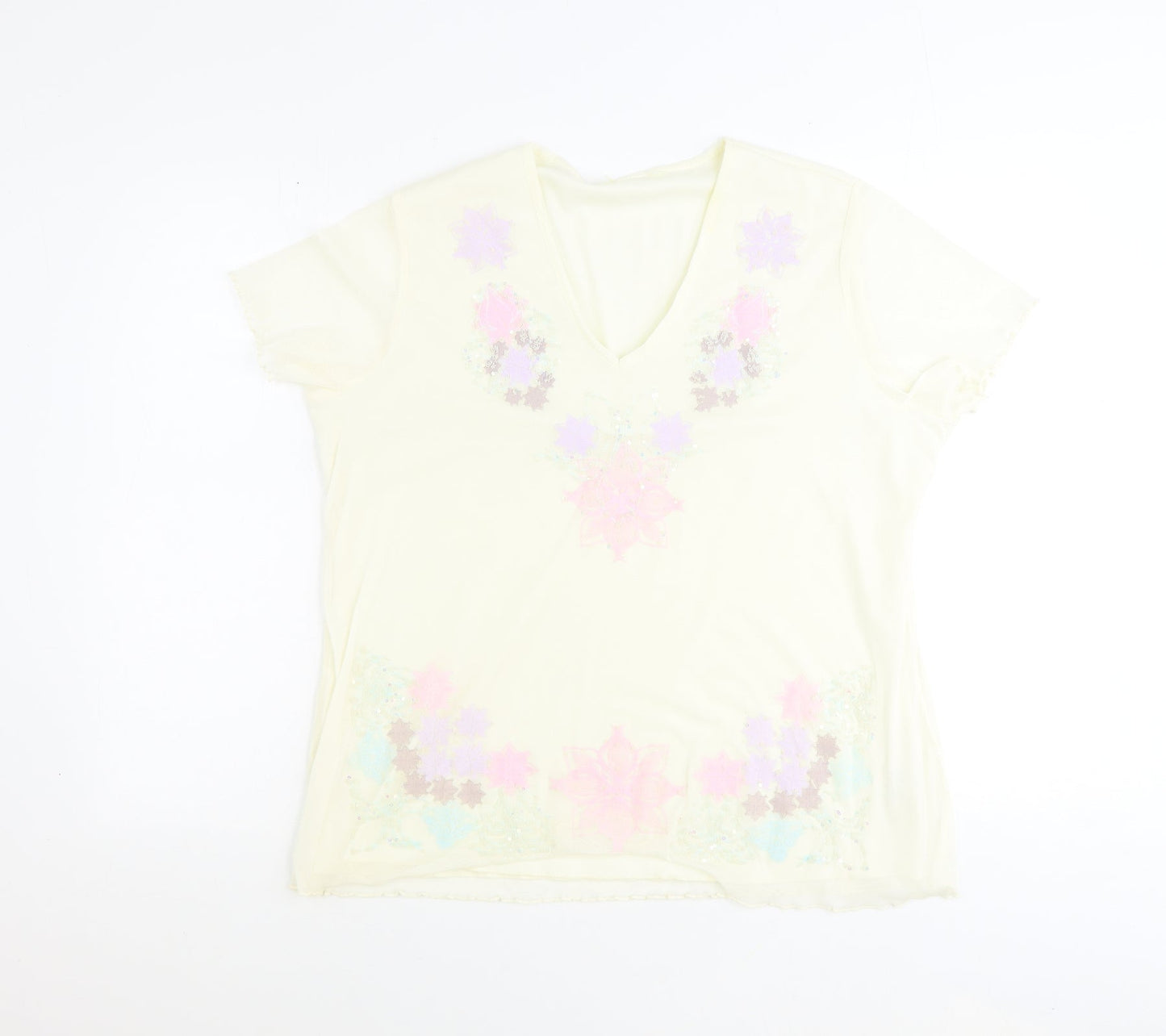 Womens UK Size 14 Preworn Yellow Basic T-Shirt