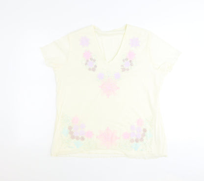 Womens UK Size 14 Preworn Yellow Basic T-Shirt