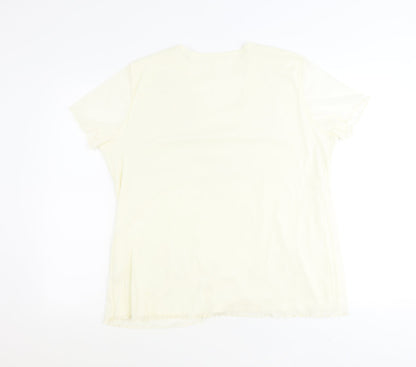 Womens UK Size 14 Preworn Yellow Basic T-Shirt
