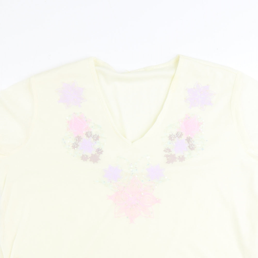 Womens UK Size 14 Preworn Yellow Basic T-Shirt