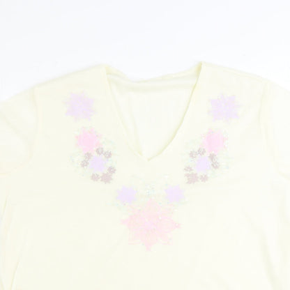 Womens UK Size 14 Preworn Yellow Basic T-Shirt
