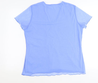 Womens UK Size 14 Preworn Blue Basic T-Shirt