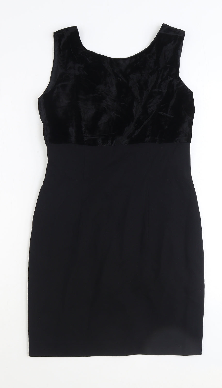 Susan Woolf Womens Black Polyester Pencil Dress Size 10 Scoop Neck Zip