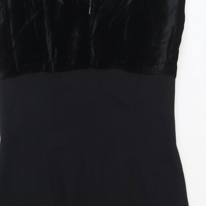 Susan Woolf Womens Black Polyester Pencil Dress Size 10 Scoop Neck Zip