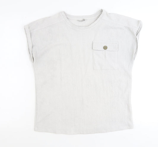 George Womens Grey Polyester Basic T-Shirt Size 12 Scoop Neck