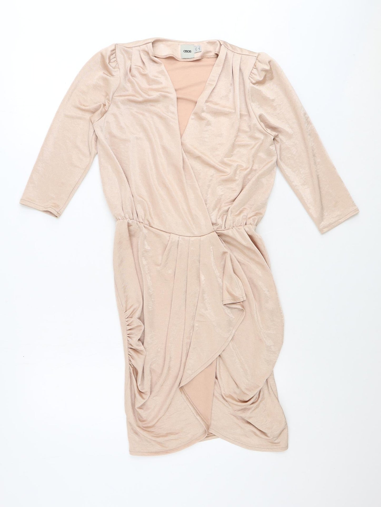 ASOS Womens Gold Polyester Mini Size 8 V-Neck Pullover