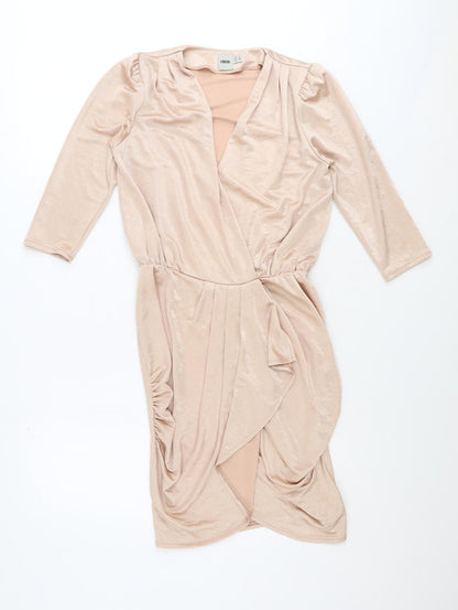 ASOS Womens Gold Polyester Mini Size 8 V-Neck Pullover