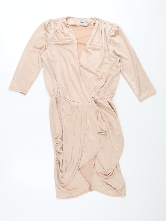 ASOS Womens Gold Polyester Mini Size 8 V-Neck Pullover