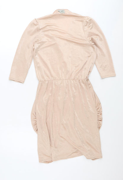ASOS Womens Gold Polyester Mini Size 8 V-Neck Pullover