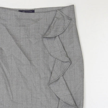 Marks and Spencer Womens Grey Plaid Polyester Trumpet Skirt Size 10 Zip