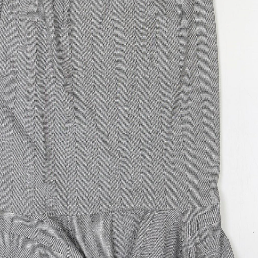 Marks and Spencer Womens Grey Plaid Polyester Trumpet Skirt Size 10 Zip