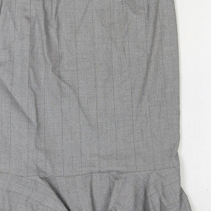 Marks and Spencer Womens Grey Plaid Polyester Trumpet Skirt Size 10 Zip