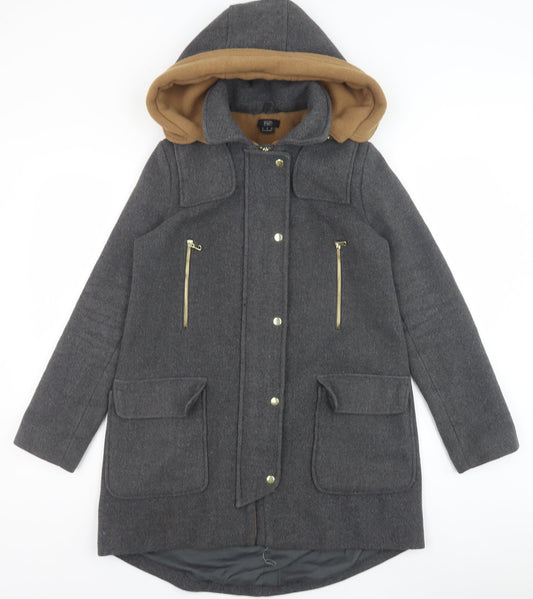 F&F Womens Grey Pea Coat Coat Size 8 Zip