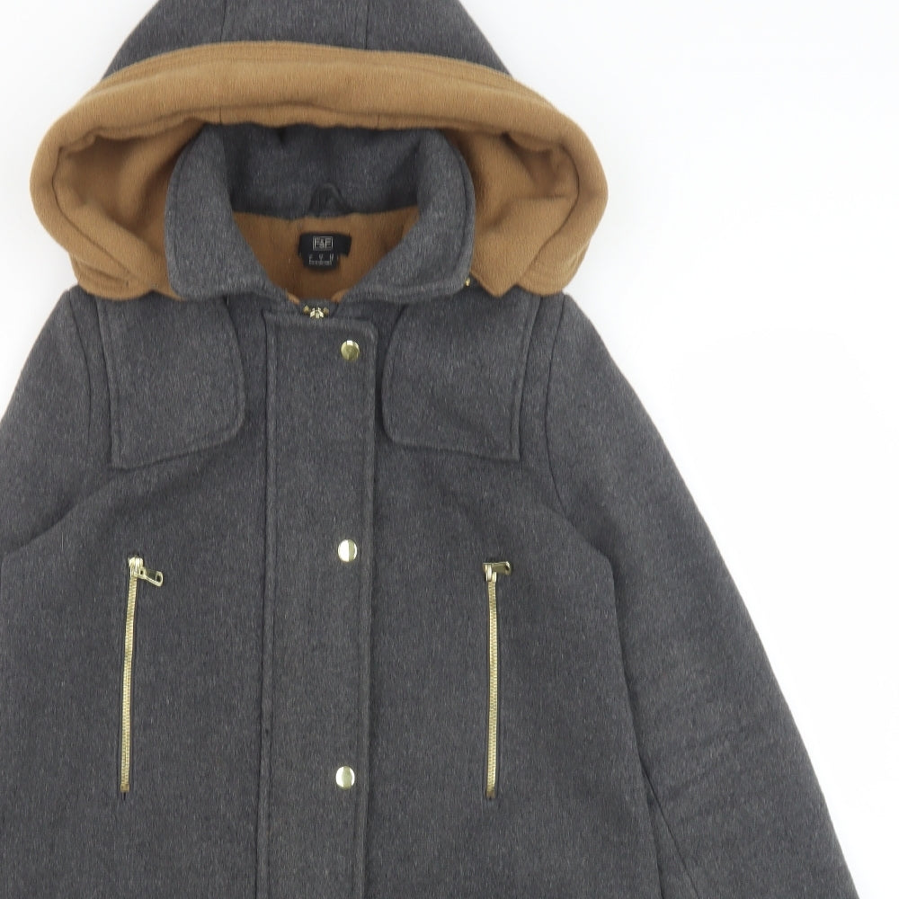 F&F Womens Grey Pea Coat Coat Size 8 Zip