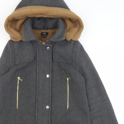 F&F Womens Grey Pea Coat Coat Size 8 Zip
