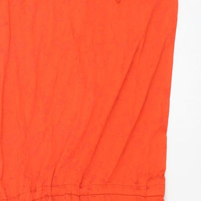 Marks and Spencer Womens Orange Polyester A-Line Size 8 Scoop Neck Tie - Drawstring Waist