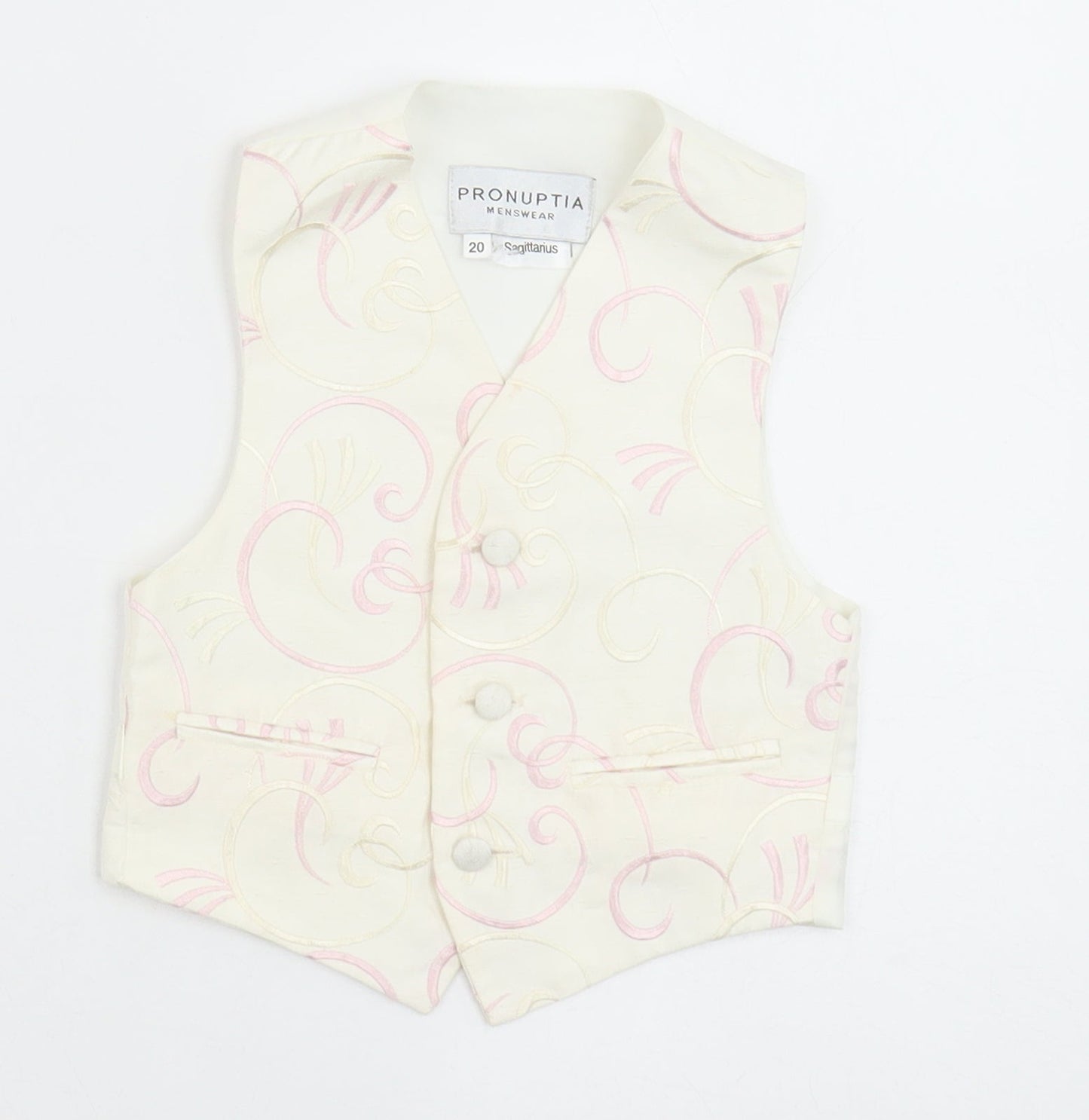 Pronuptia Boys Ivory Geometric Jacket Waistcoat Size 2 Years Button