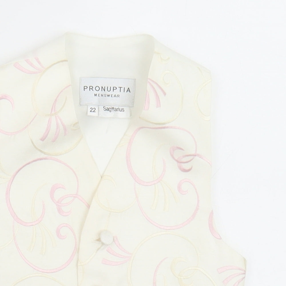 Pronuptia Boys Ivory Geometric Jacket Waistcoat Size 2-3 Years Button - Textured