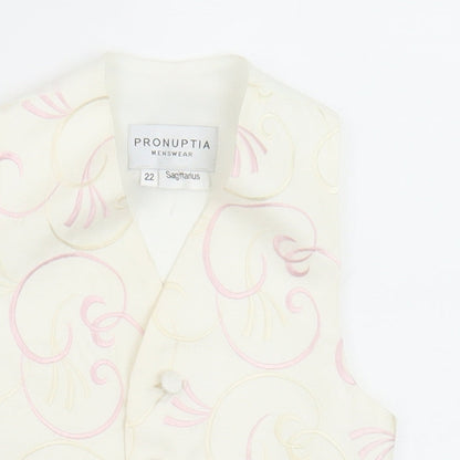 Pronuptia Boys Ivory Geometric Jacket Waistcoat Size 2-3 Years Button - Textured