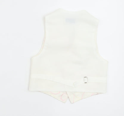 Pronuptia Boys Ivory Geometric Jacket Waistcoat Size 3-4 Years Button - Textured