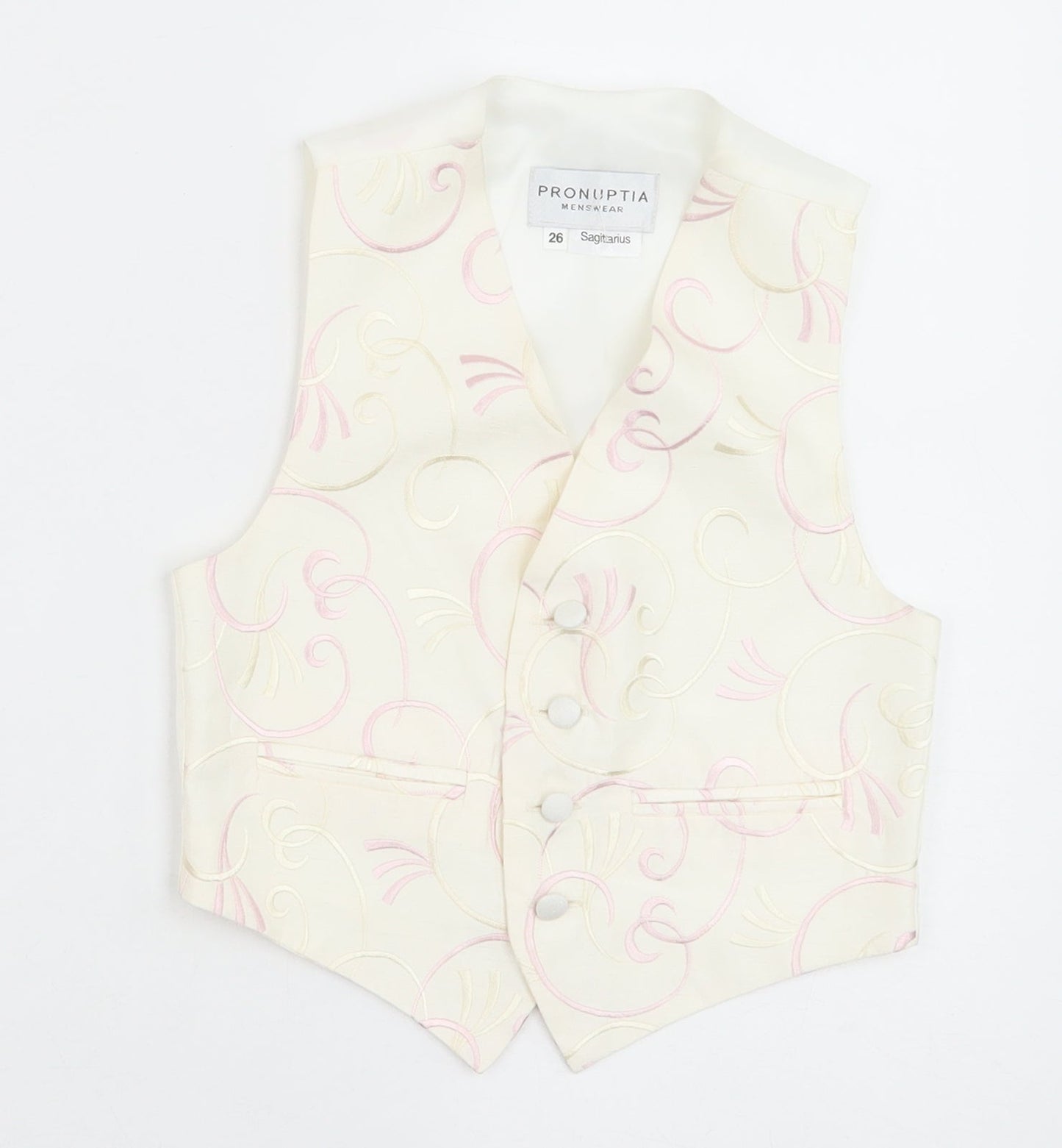 Pronuptia Boys Ivory Geometric Jacket Waistcoat Size 5-6 Years Button