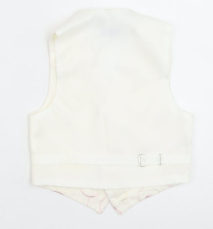 Pronuptia Boys Ivory Geometric Jacket Waistcoat Size 5-6 Years Button