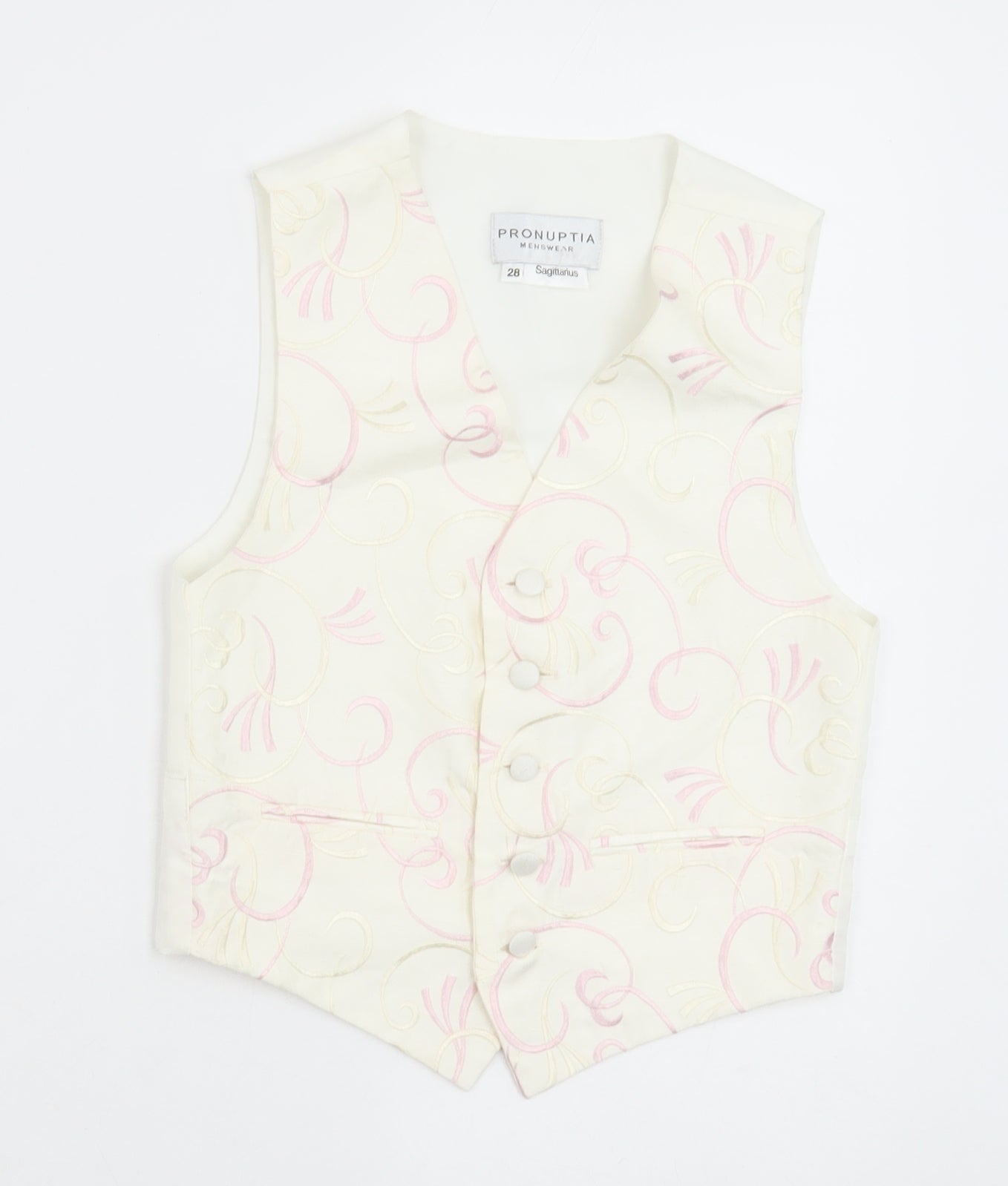 Pronuptia Boys Ivory Geometric Jacket Waistcoat Size 7-8 Years Button - Textured