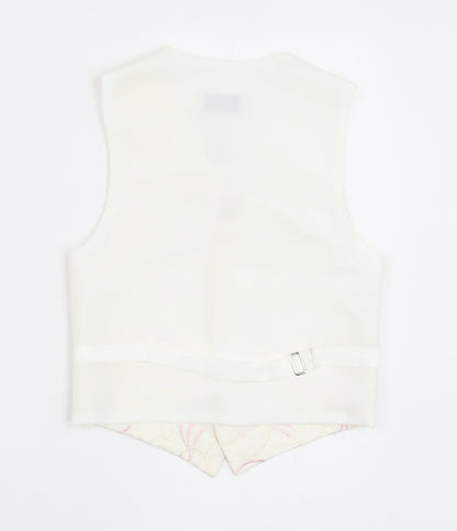Pronuptia Boys Ivory Geometric Jacket Waistcoat Size 7-8 Years Button - Textured