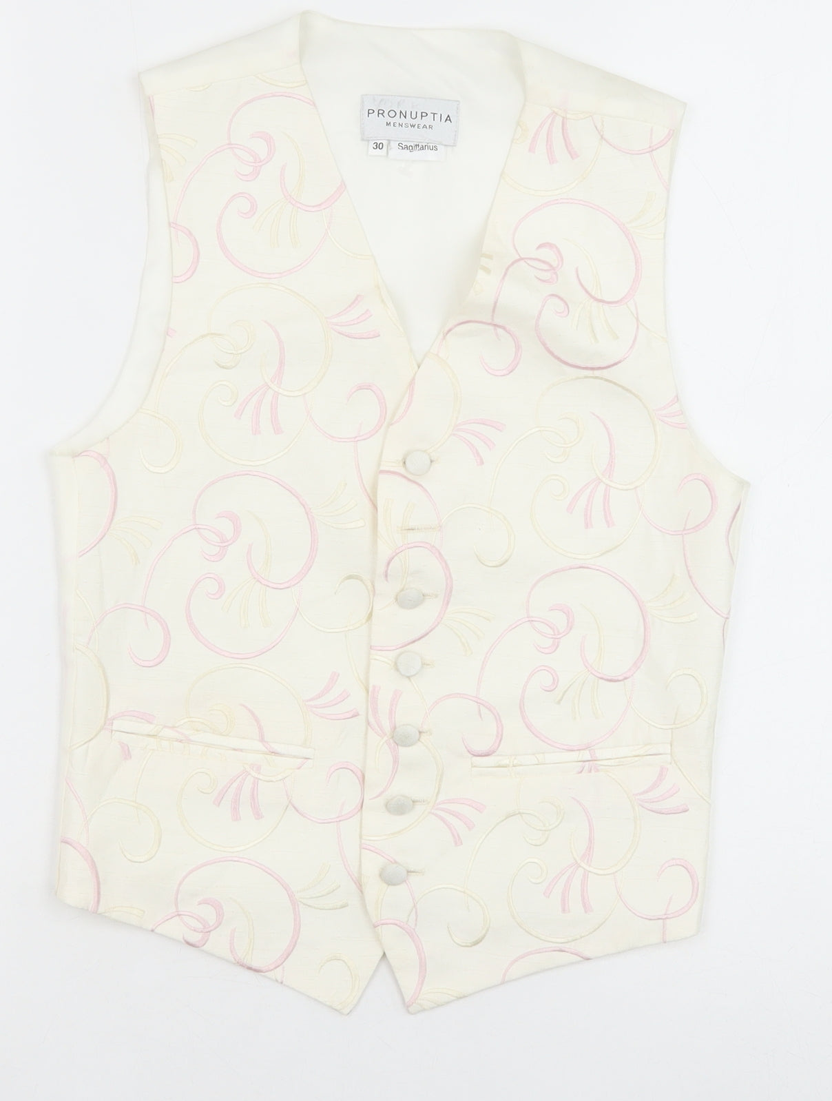 Pronuptia Boys Ivory Geometric Jacket Waistcoat Size 9-10 Years Button