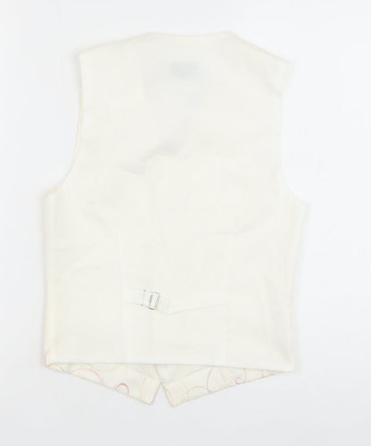 Pronuptia Boys Ivory Geometric Jacket Waistcoat Size 9-10 Years Button