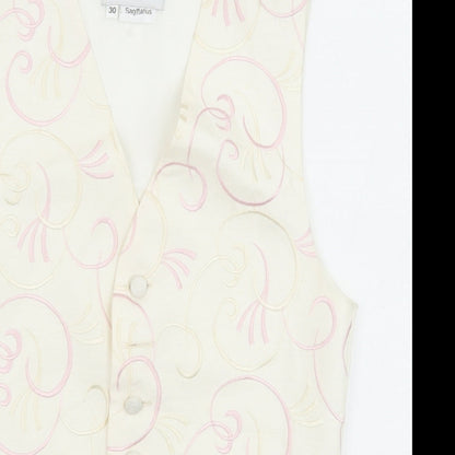Pronuptia Boys Ivory Geometric Jacket Waistcoat Size 9-10 Years Button