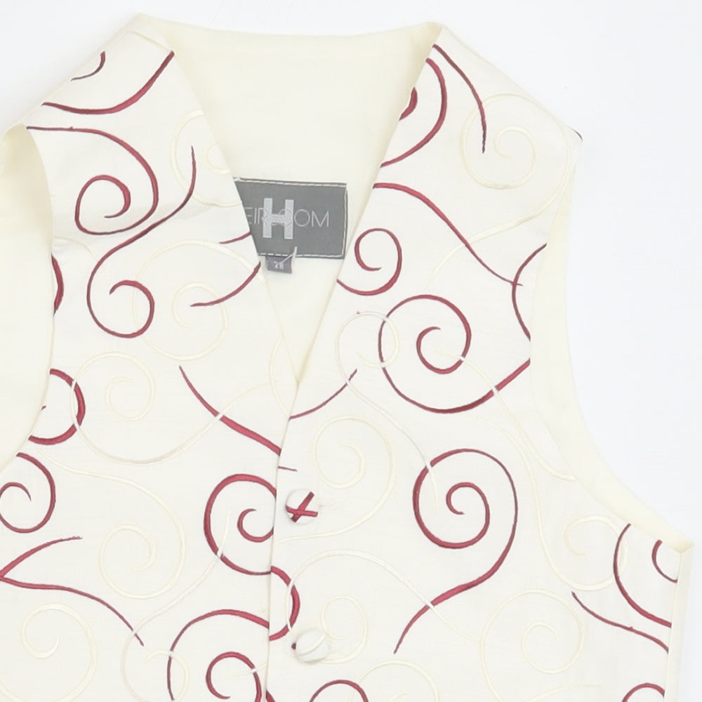 HEIRLOOM Boys Ivory Geometric Jacket Waistcoat Size 7-8 Years Button