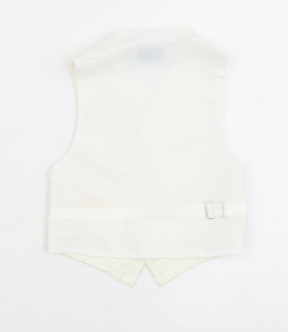 Pronuptia Boys Ivory Geometric Jacket Waistcoat Size 2 Years Button - Textured