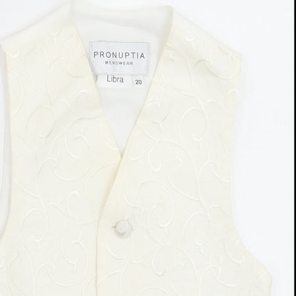 Pronuptia Boys Ivory Geometric Jacket Waistcoat Size 2 Years Button - Textured