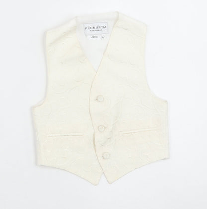 Pronuptia Boys Ivory Geometric Jacket Waistcoat Size 2-3 Years Button - Textured