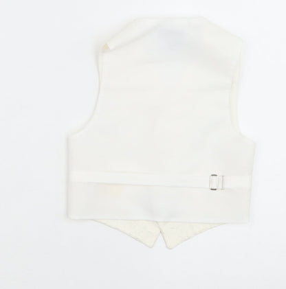 Pronuptia Boys Ivory Geometric Jacket Waistcoat Size 2-3 Years Button - Textured