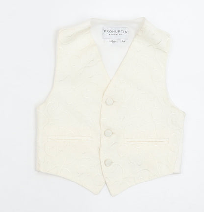 Pronuptia Boys Ivory Geometric Jacket Waistcoat Size 3-4 Years Button